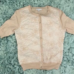 Short sleeve button up flower sweater